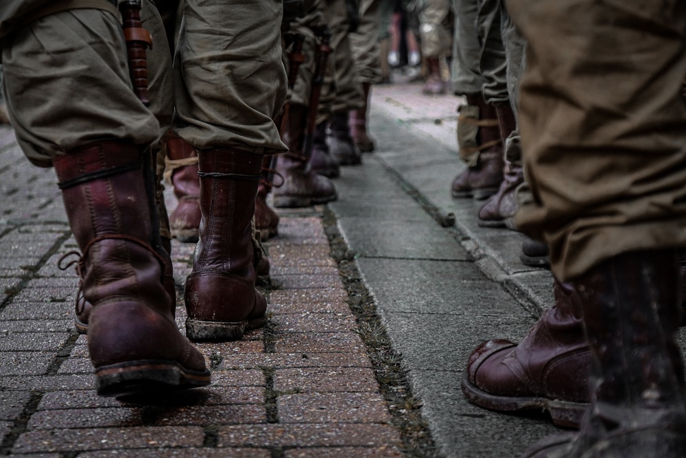 Ceremony held in the town square of Carentan in honor of WWII Veterans