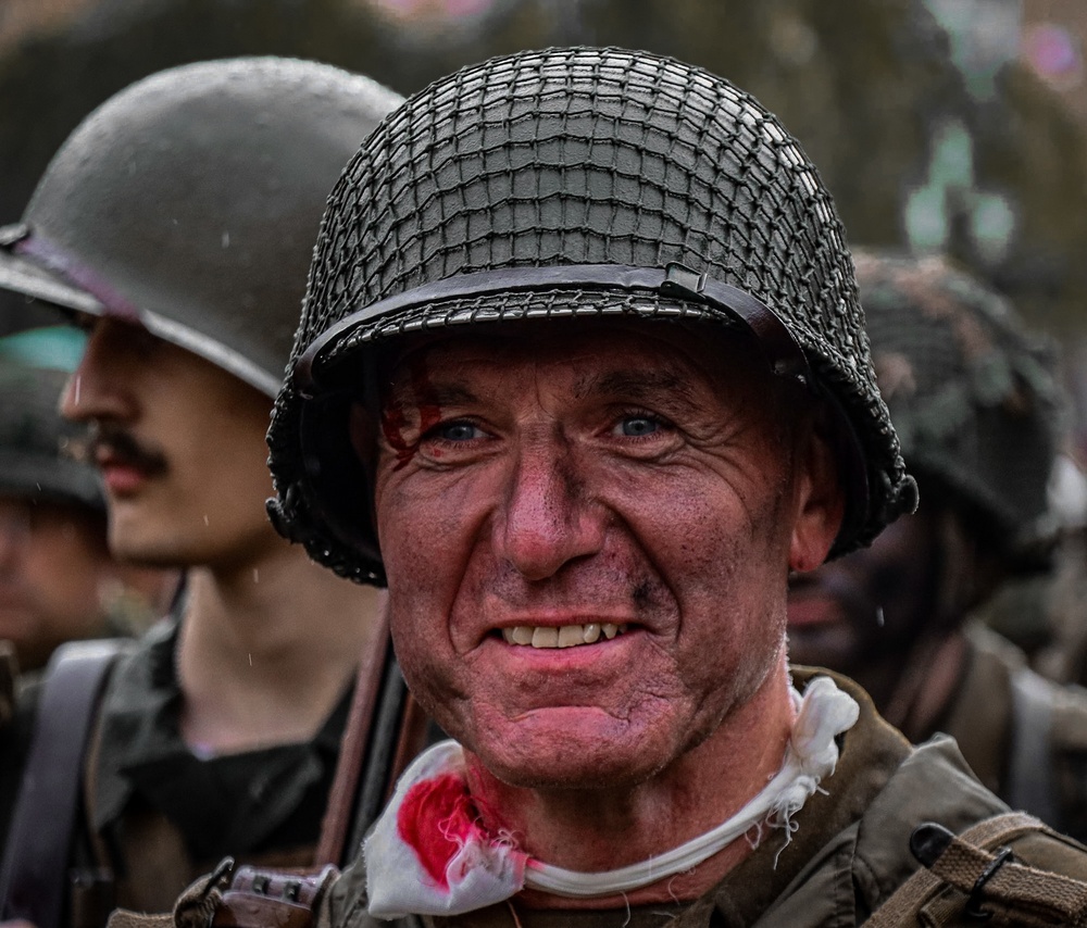 Ceremony held in the town square of Carentan in honor of WWII Veterans