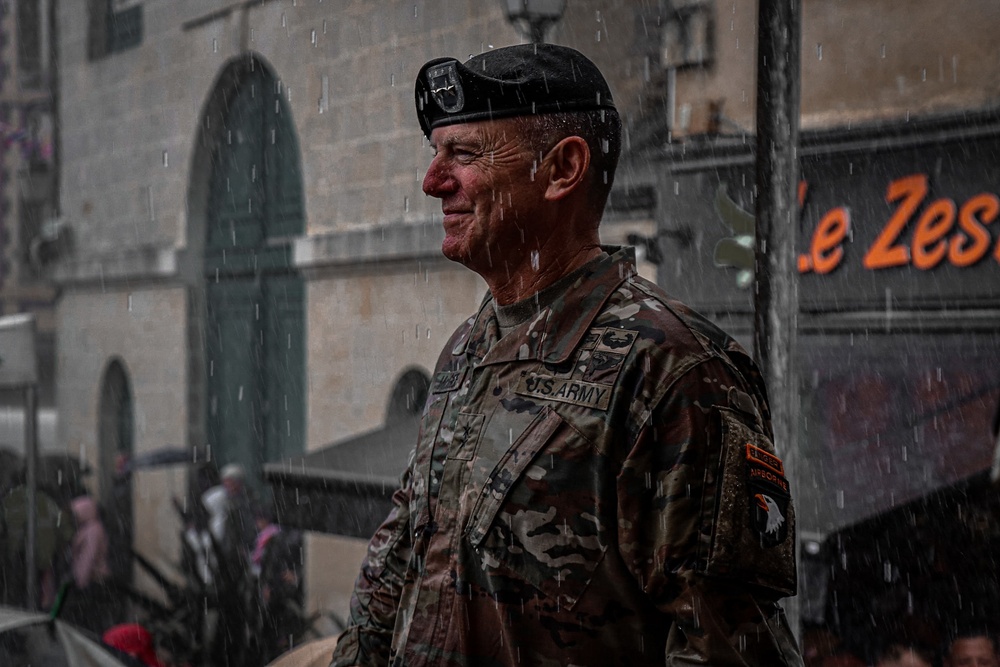 Ceremony held in the town square of Carentan in honor of WWII Veterans