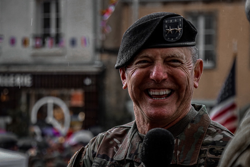 Ceremony held in the town square of Carentan in honor of WWII Veterans