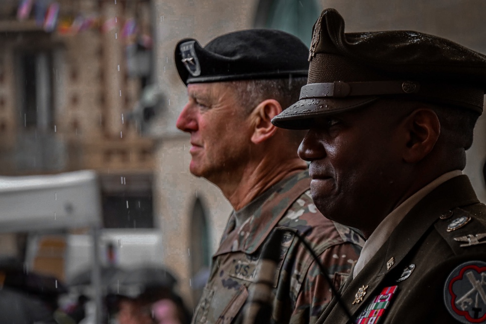 Ceremony held in the town square of Carentan in honor of WWII Veterans