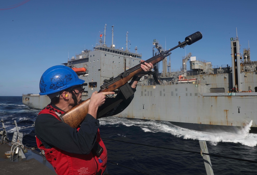 USS Milius (DDG 69) Conducts Underway Replenishment with USNS Charles Drew (T-AKE 10)