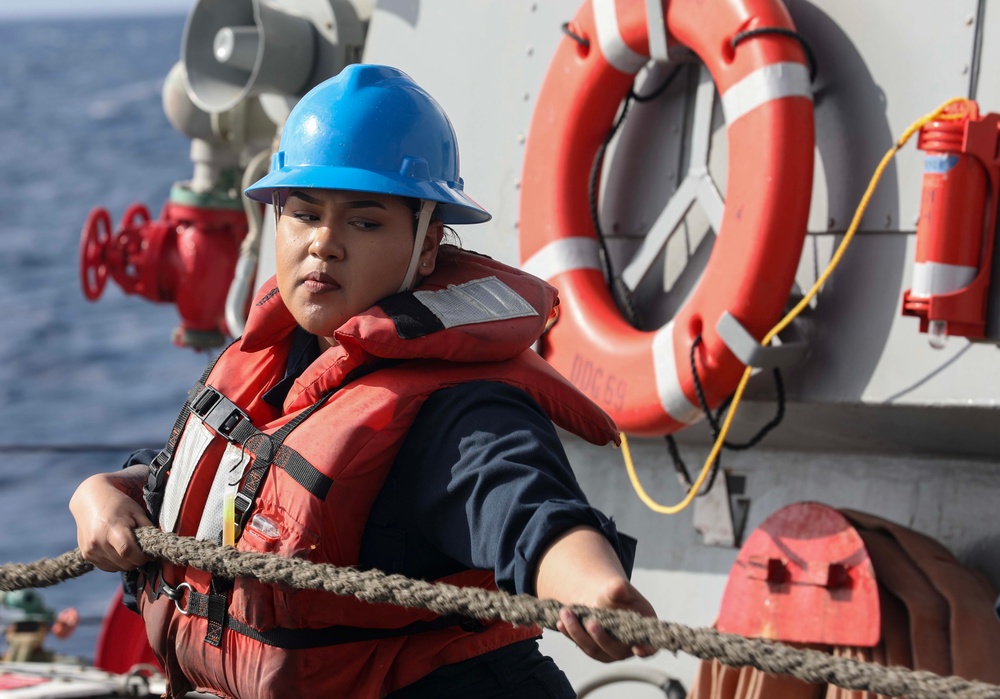 USS Milius (DDG 69) Conducts Underway Replenishment with USNS Charles Drew (T-AKE 10)
