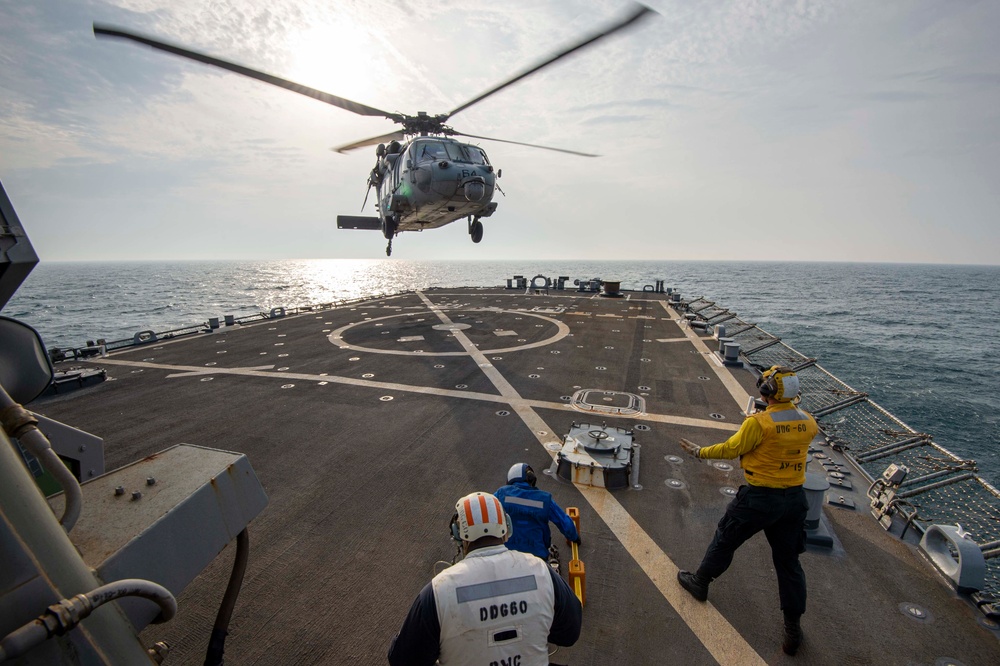 USS Paul Hamilton DV Visit and Helo Operations