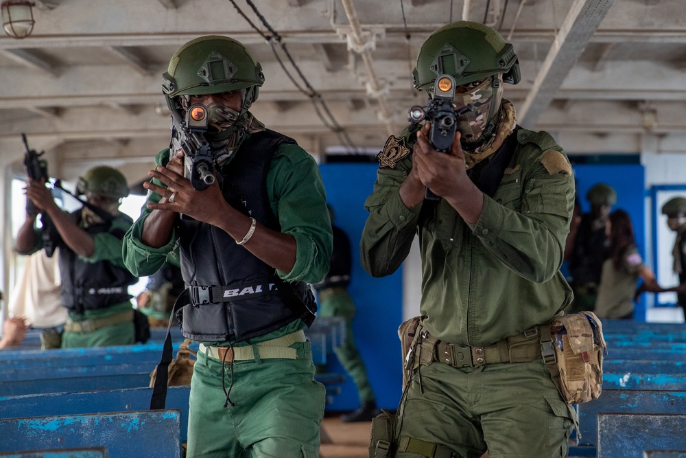 Members of Cote D’Ivoire Armed Forces Clear Ship Flintlock 2023