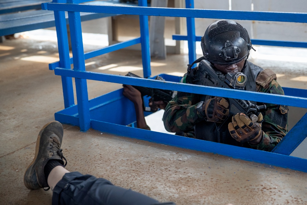 Members of Nigeria Armed Forces Clear a Ship Flintlock 2023