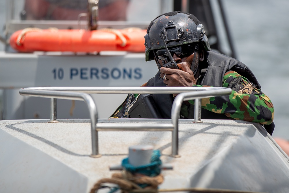 A member of Nigeria Armed Forces Radios in Flintlock 2023