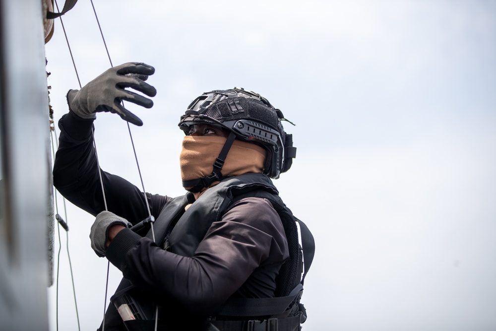 A member of The Ghana Armed Forces Conducts Maritime Operations