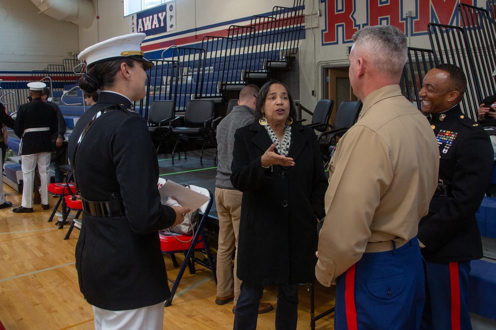 Marine Barracks Washington performs at Silas High School