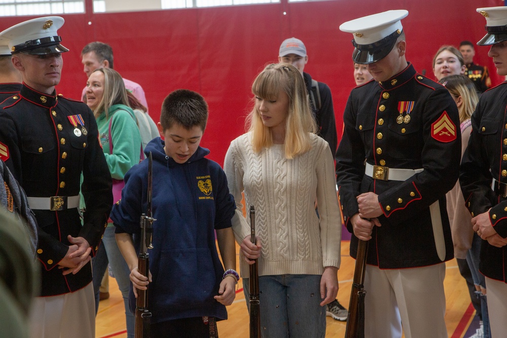 Marine Barracks Washington performs at Silas High School
