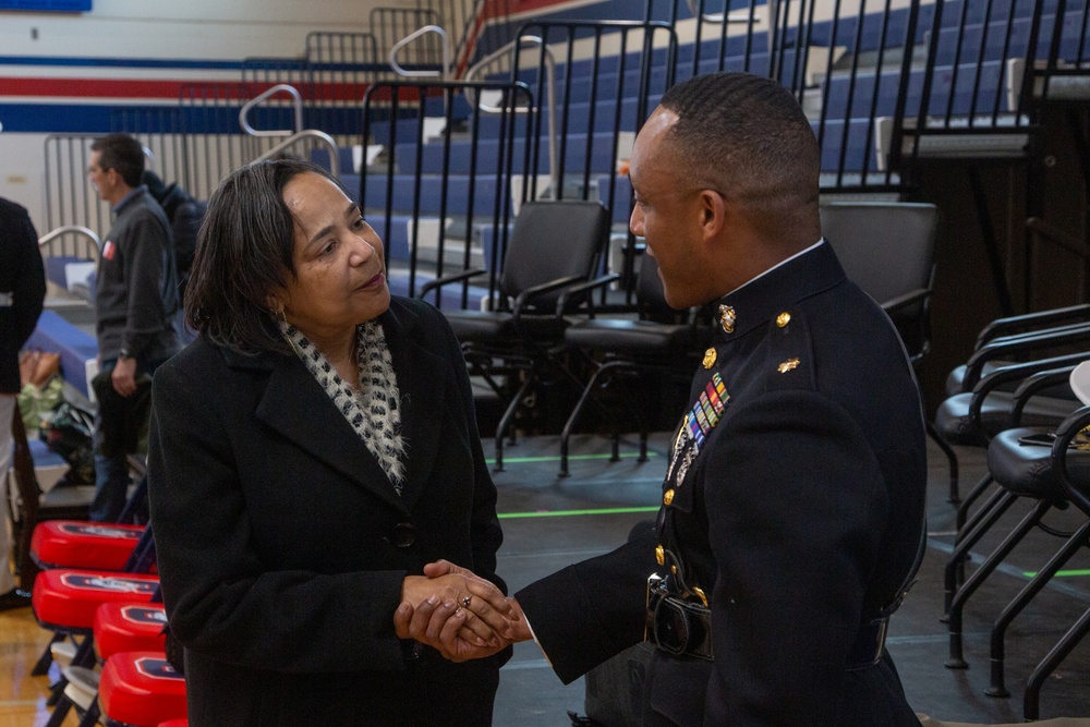 Marine Barracks Washington performs at Silas High School