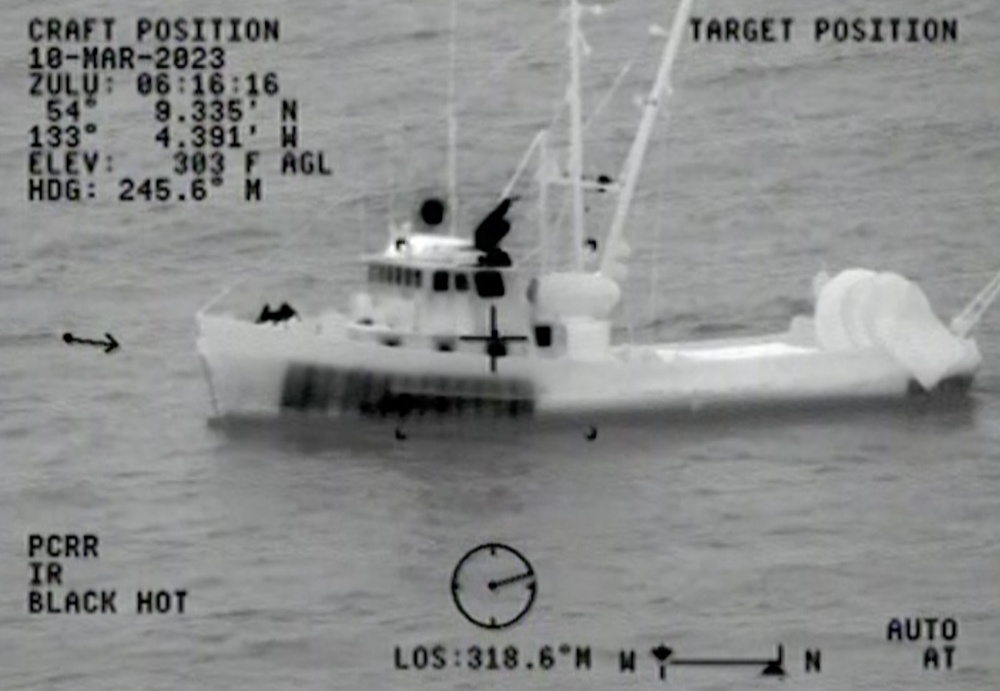 Coast Guard aircrew medevacs Canadian crewmember from vessel near Graham Island, British Columbia