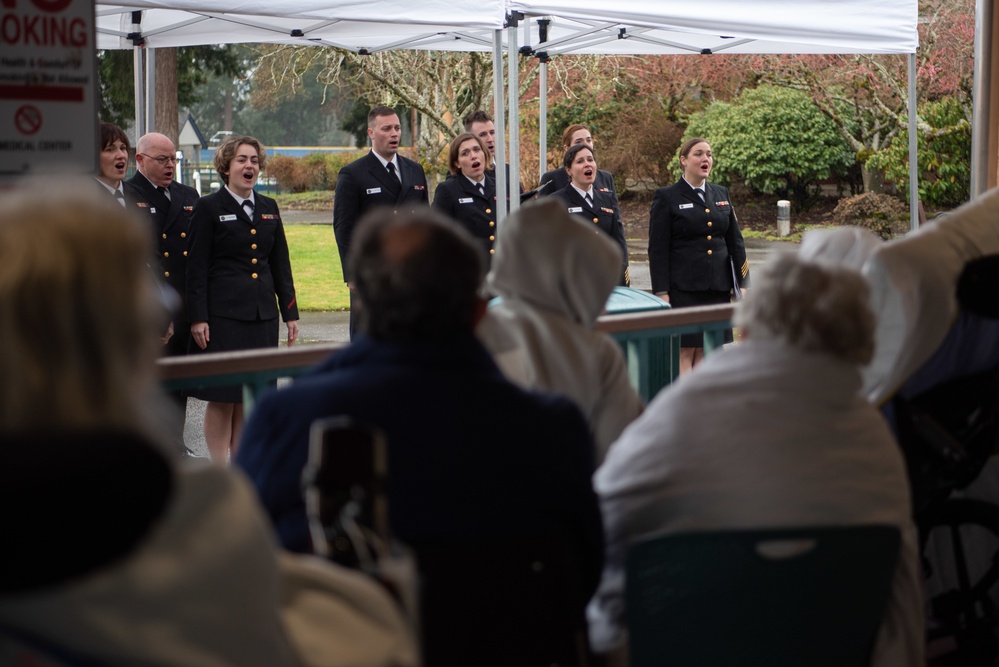 U.S. Navy Band Sea Chanters perform at the Community Living Center at VA Portland Vancouver campus