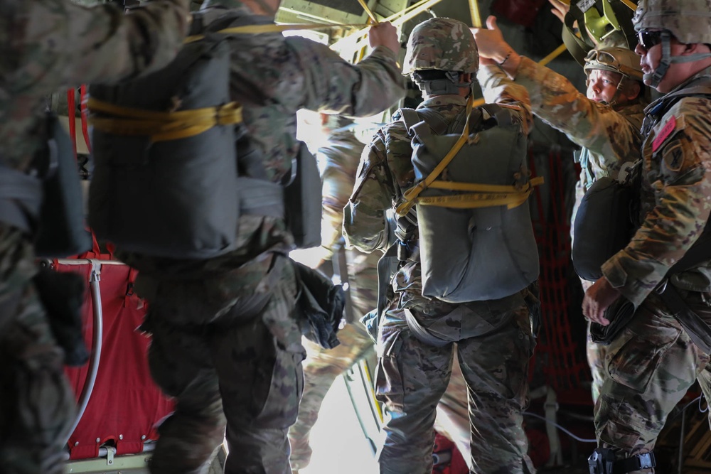 346th TADC Soldiers parachute jump from C-130