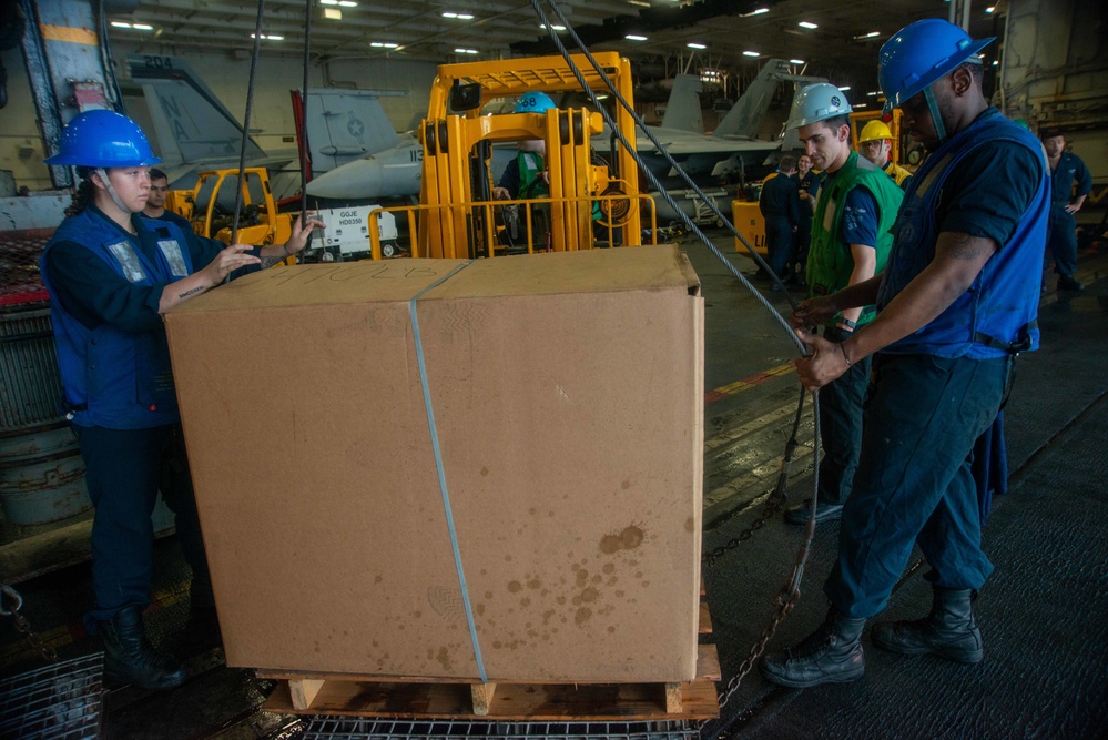 Sailors Prepare Cargo For Transport