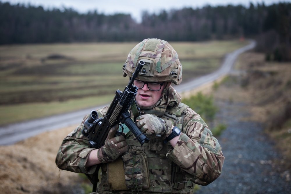 Royal Military Academy Sandhurst Officer Cadets train at Grafenwoehr Training Area