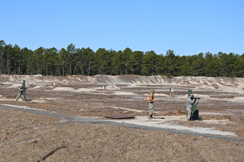 FORT DIX-RANGE 35 HHD, 27th Finance Management Battalion Conducting TABLE VI Qualification Day Fire Stage 1. MARCH 9, 2023