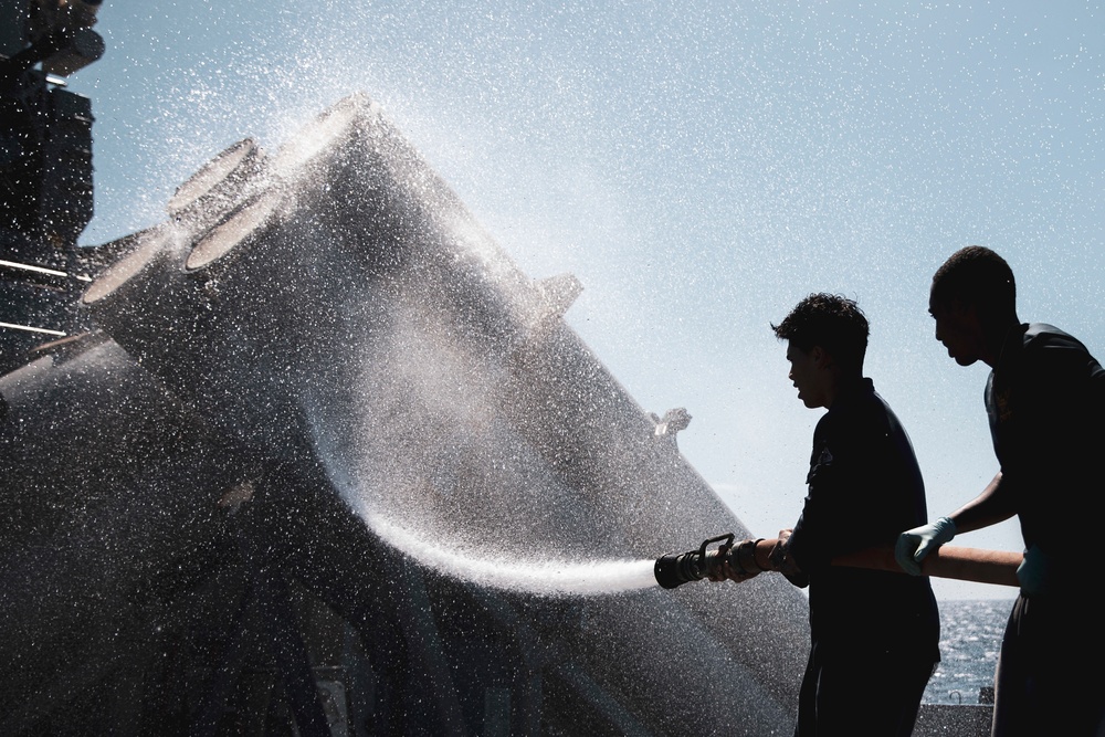 USS McFaul Conducts a Fresh Water Wash-down