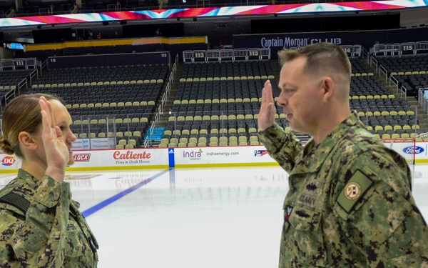 Sailor Reenlists at NHL Arena
