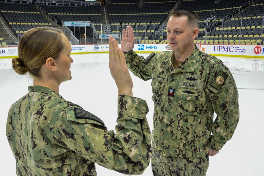 Sailor Reenlists at NHL Arena