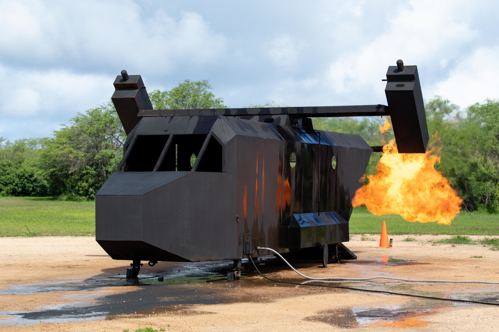 Pacific Missile Range Facility (PMRF) Barking Sands Fire and Emergency Services conduct first drill with the V22 Ospery Live Fire Training System.