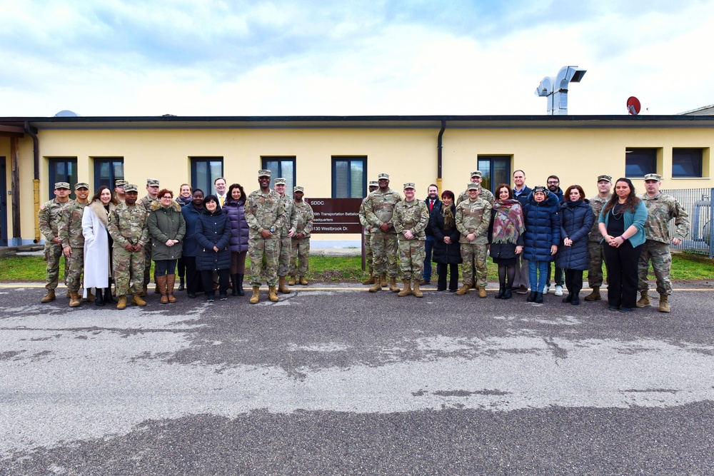 839th Transpotration Battalion, Maj. Gen. Gavin A. Lawrence, visits Camp Darby.