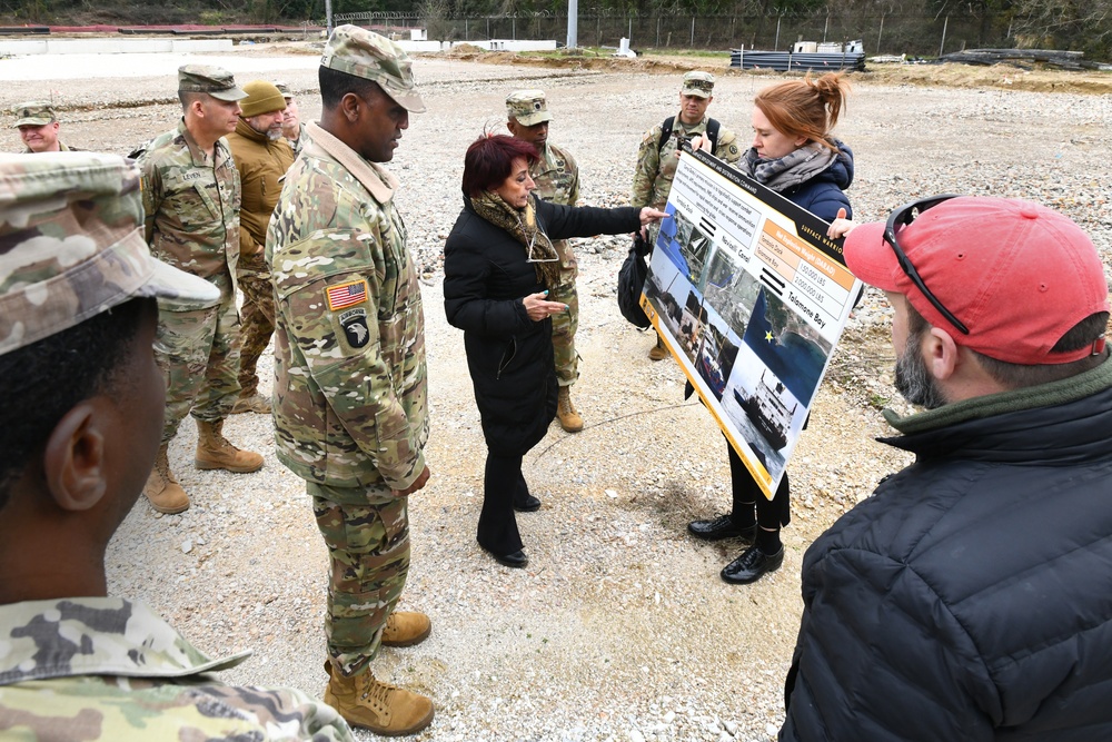 839th Transpotration Battalion, Maj. Gen. Gavin A. Lawrence, visits Camp Darby.