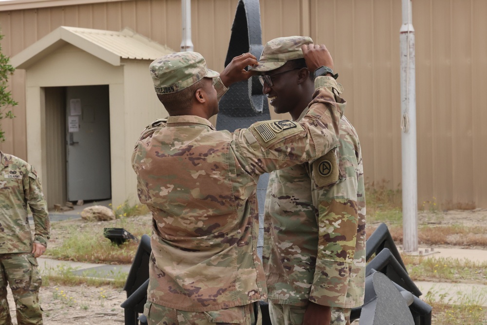 1st Lt. Dantrell Maeweather promotes at Camp Buehring, March, 2023