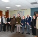 LTC Broderick, Jeff Zuercher and Patrick Kennedy with members of the Lake County Forest Preserve board during the Des Plaines River Project press conference.