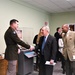 LTC Broderick, USACE Chicago District Commander, greets Senator Richard Durbin before the Des Plaines River Project press conference.