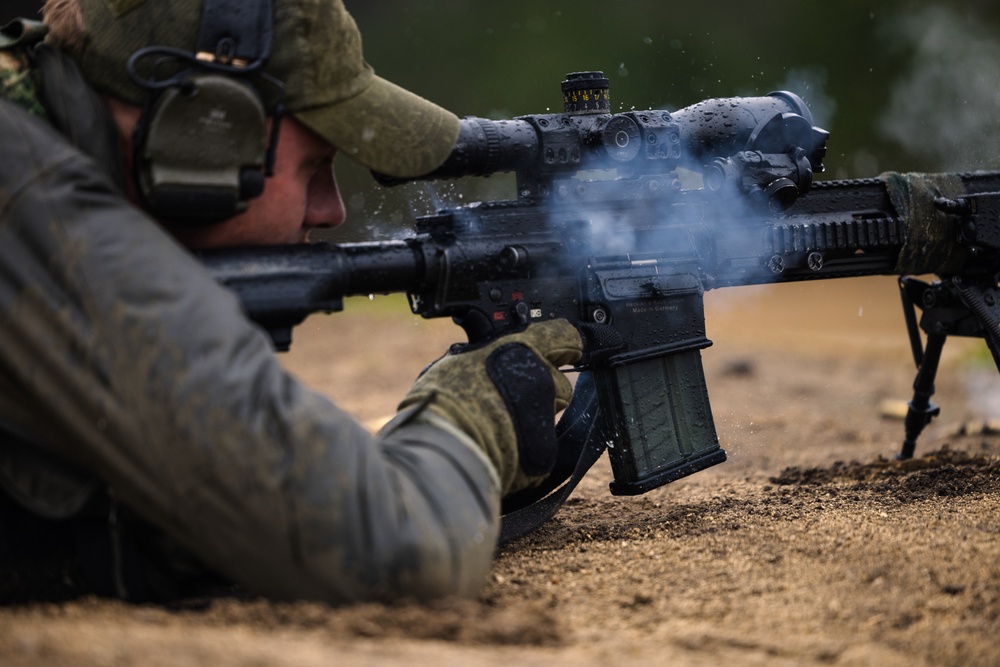 Dutch Marines train on a sniper range with 2d Recon