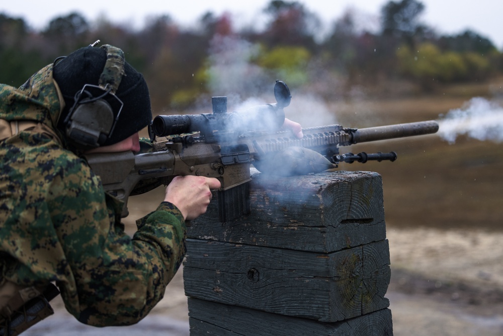Dutch Marines train on a sniper range with 2d Recon