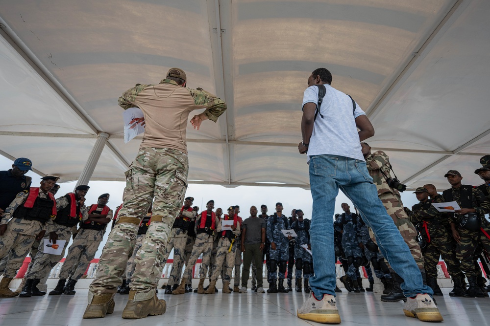 African coast guards participate in MV-22 hoist training during Cutlass Express 23