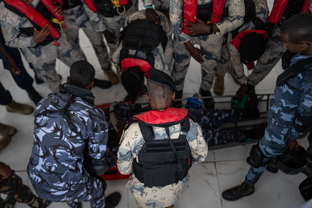 African coast guards participate in MV-22 hoist training during Cutlass Express 23