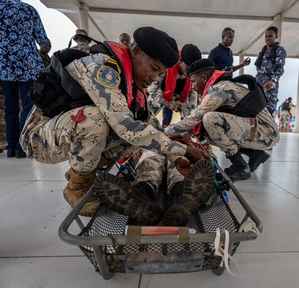 African coast guards participate in MV-22 hoist training during Cutlass Express 23