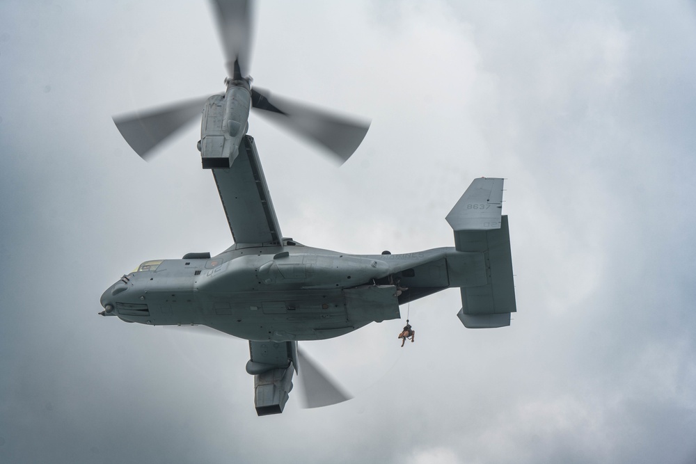 African coast guards participate in MV-22 hoist training during Cutlass Express 23