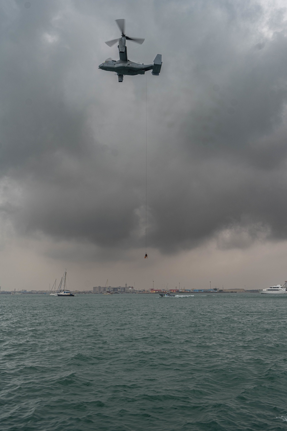 African coast guards participate in MV-22 hoist training during Cutlass Express 23