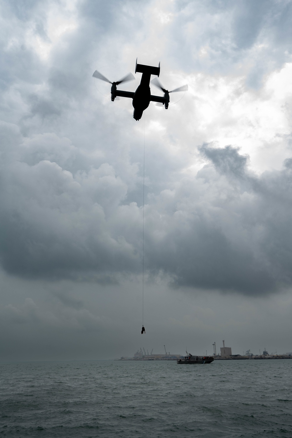 African coast guards participate in MV-22 hoist training during Cutlass Express 23