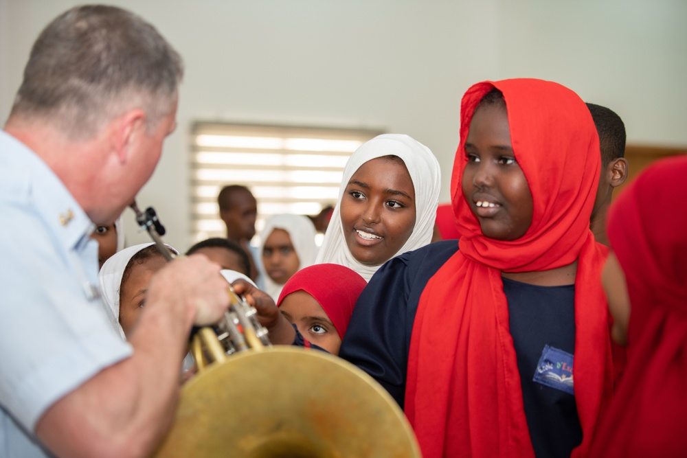 U.S. Naval Forces Europe Africa Band Performs at Djibouti School of Excellence