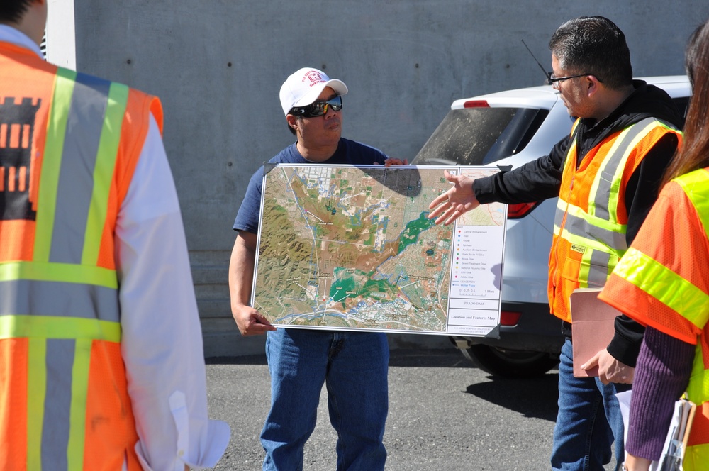 Senior dam safety program manager visits Prado Dam spillway project