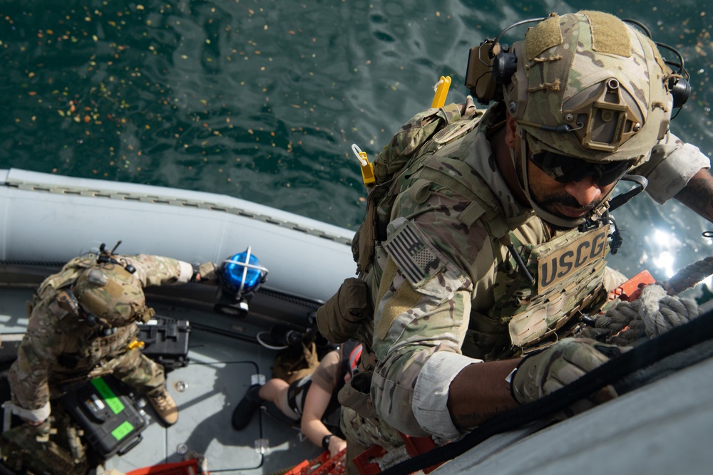 Coast Guard Tactical Law Enforcement Conduct Small Boat Operations Aboard USS Mobile (LCS 26)