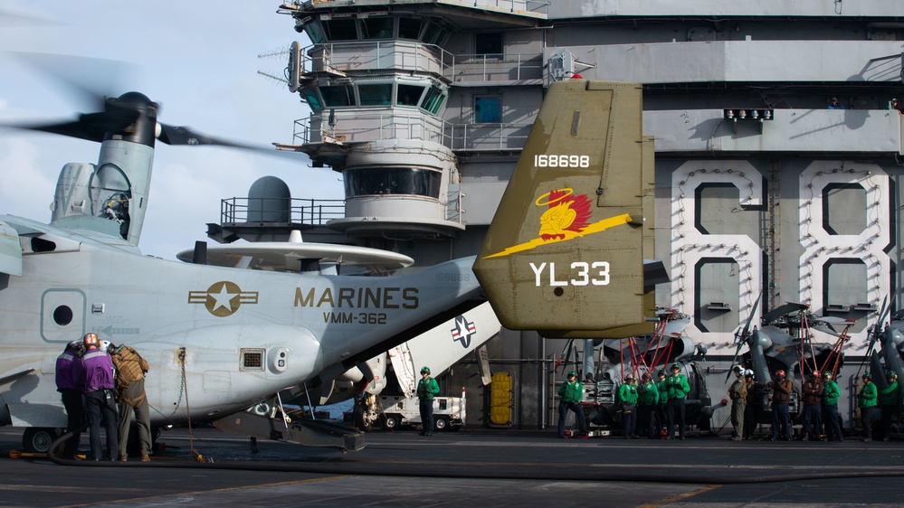 13th MEU Aircraft Refueling Aboard the USS Chester W. Nimitz