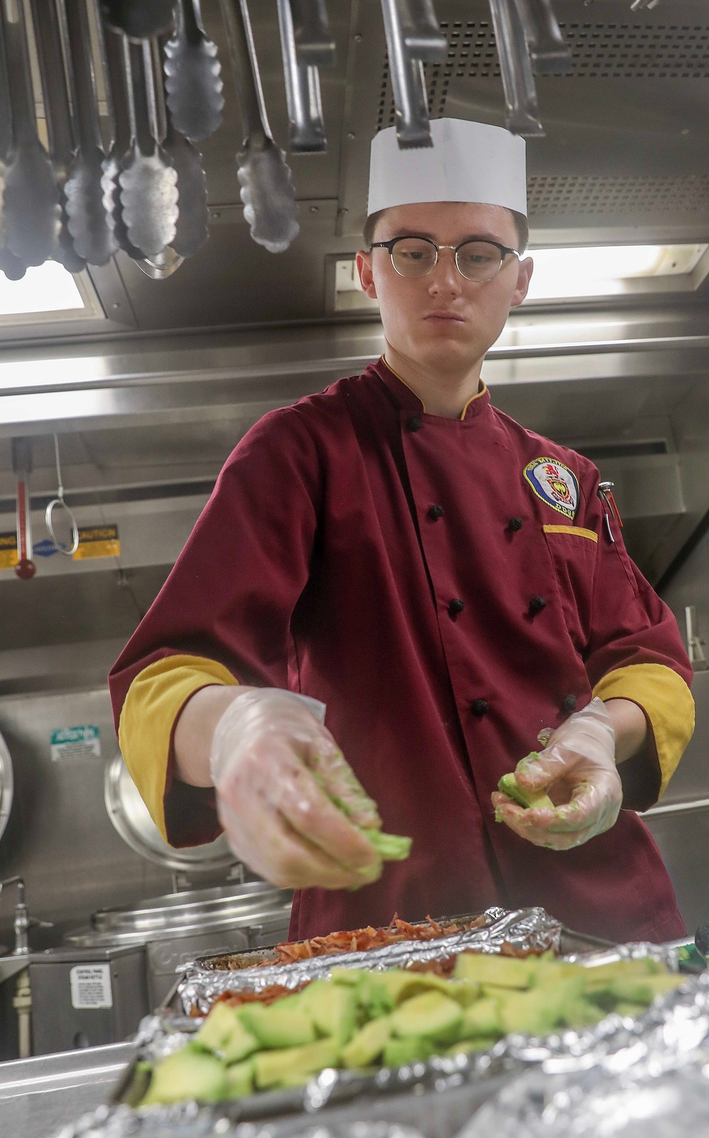 USS Milius (DDG 69) Sailors Work in the Ship's Galley