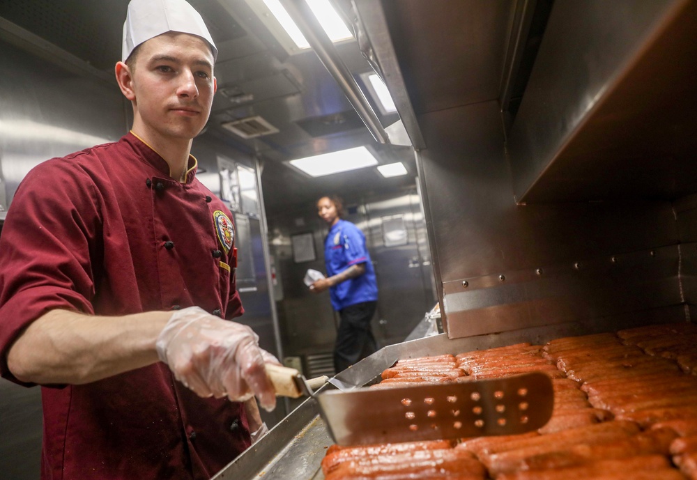 USS Milius (DDG 69) Sailors Work in the Ship's Galley