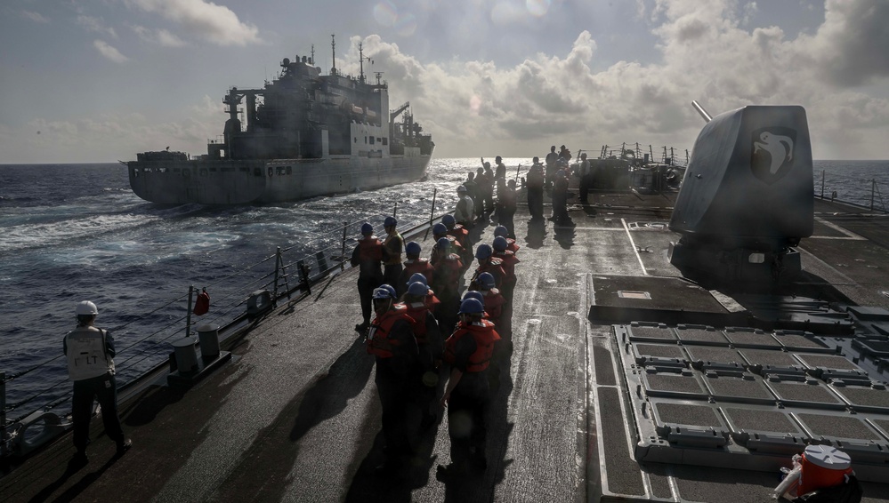 USS Milius (DDG 69) Conducts Underway Replenishment with USNS Charles Drew (T-AKE 10)