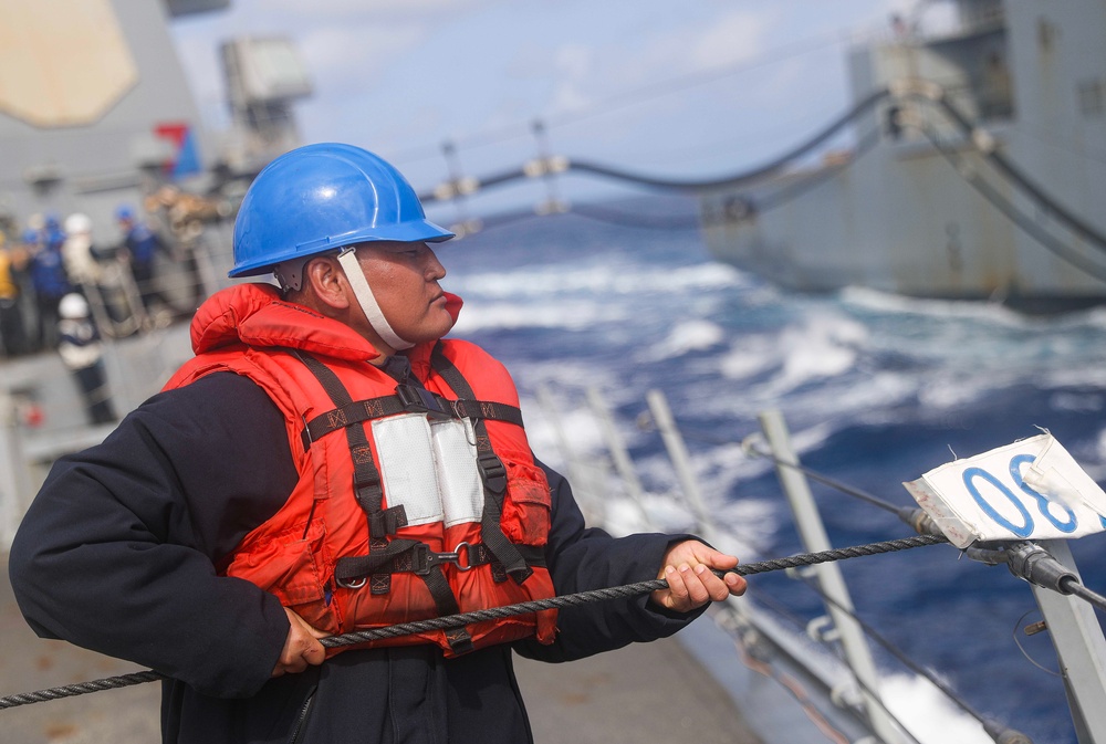 USS Milius (DDG 69) Conducts Underway Replenishment with USNS Charles Drew (T-AKE 10)