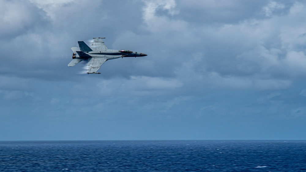 Aircraft Conducts Flyby