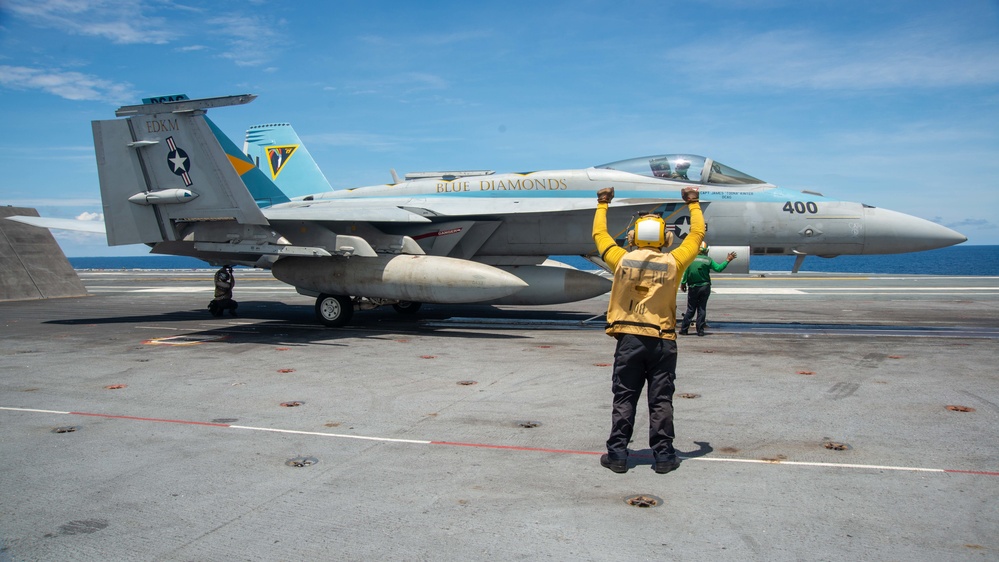 Aircraft Prepares To Launch From Flight Deck