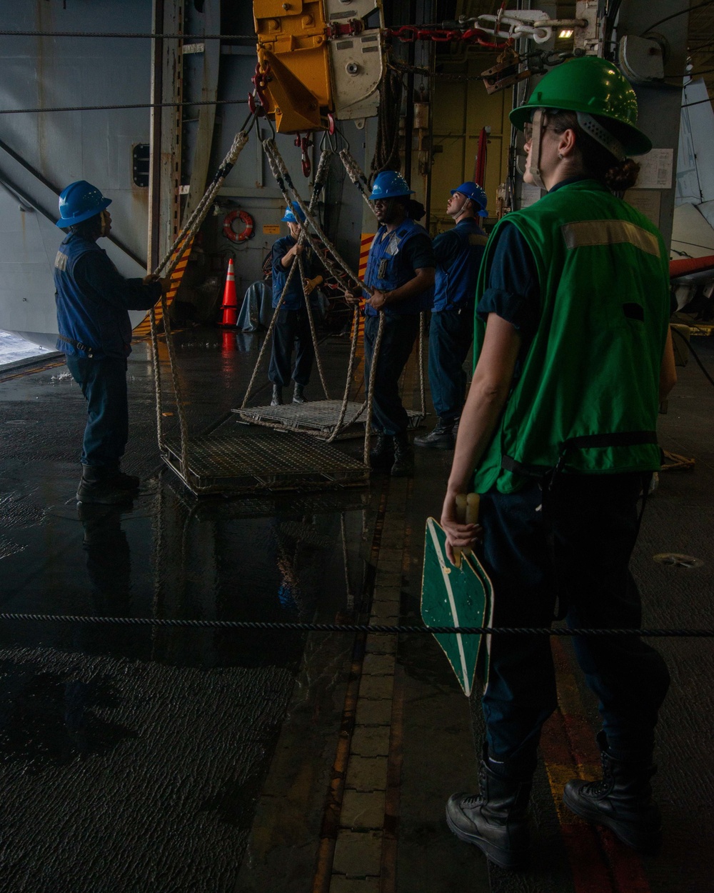 Sailors Prepare Cargo For Transport