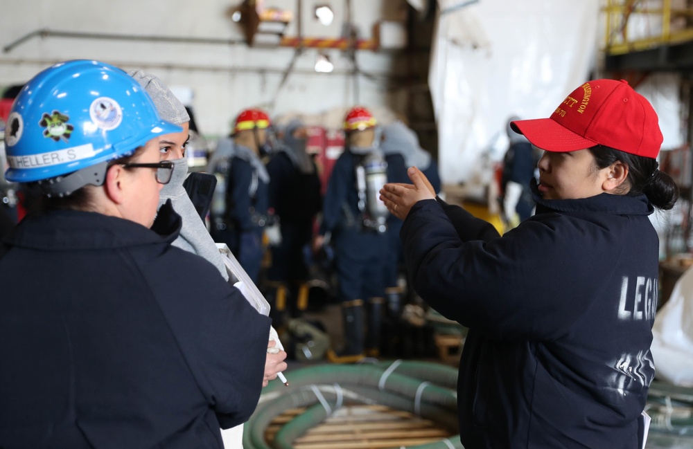Train to Fight: George Washington Sailors run Damage Control Drill